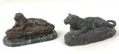 TWO BARYE BRONZE LION SCULPTUR
