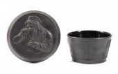TWO BASALT STONEWARE OBJECTS,