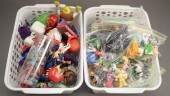 TWO BASKETS OF ASSORTED PLASTI