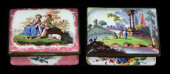 TWO BATTERSEA ENAMEL SNUFF/ TR