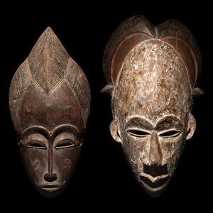 Two Baule Wood Masks (Mblo) West