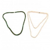 TWO BEAD NECKLACES To include: