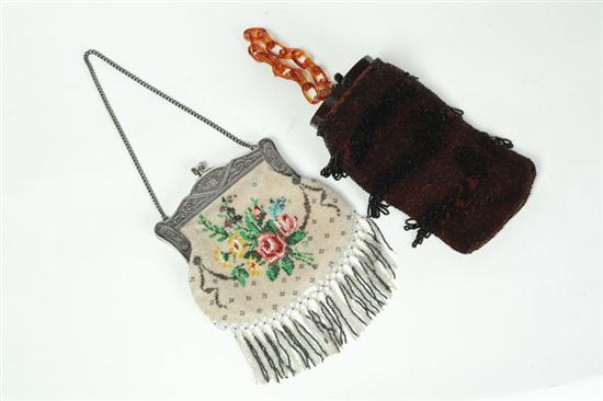 TWO BEADED BAGS.  American or