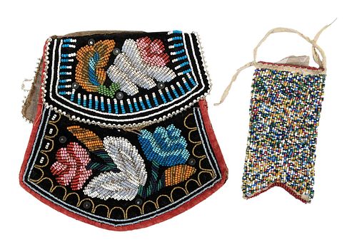 TWO BEADED POUCHESlate 19th/early