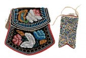 TWO BEADED POUCHESlate 19th/ea