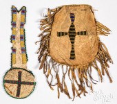 TWO BEADWORK AND HIDE ITEMS, L