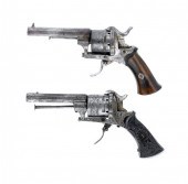 TWO BELGIAN 7MM 6 SHOT PINFIRE