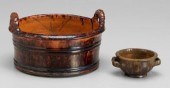 Two Bell pottery butter tubs: