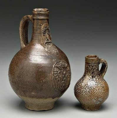 Two Bellarmine salt glazed jugs: