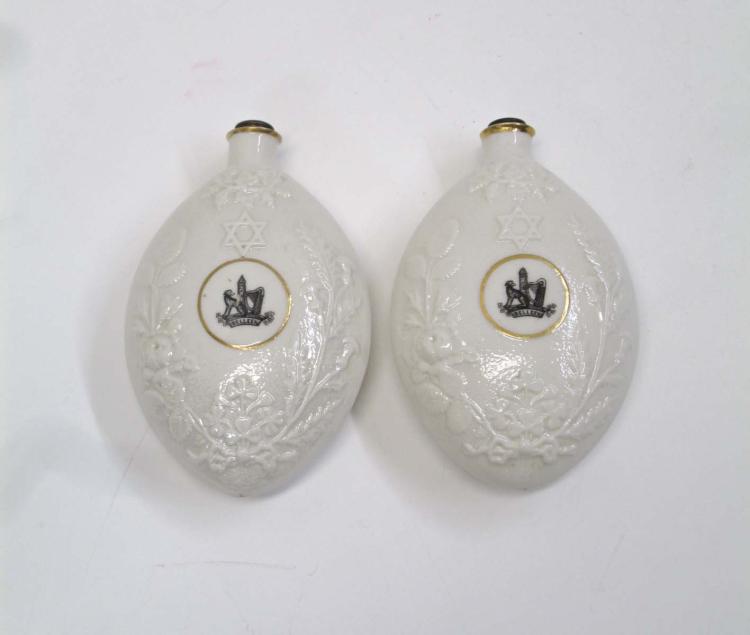 TWO BELLEEK PARIAN PORCELAIN