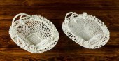 TWO BELLEEK PARIAN PORCELAIN "