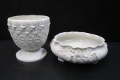 TWO BELLEEK PARIAN PORCELAIN T