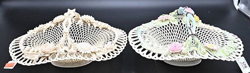 TWO BELLEEK PORCELAIN HANDLED