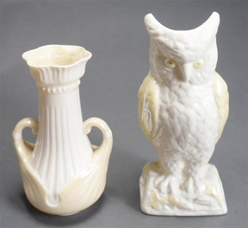 TWO BELLEEK PORCELAIN VASESTwo