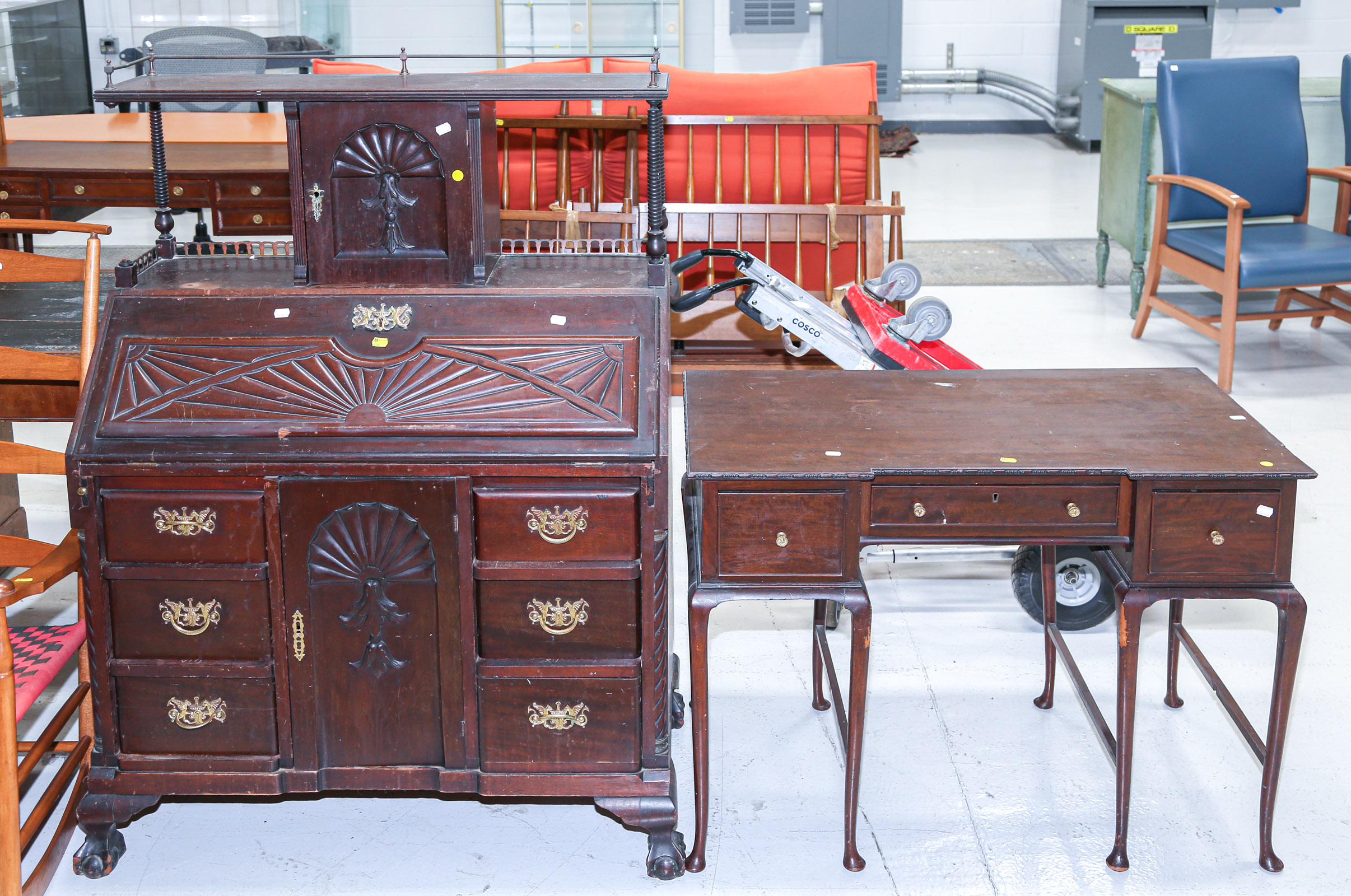 TWO BENCH-MADE MAHOGANY DESKS