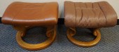 TWO BENTWOOD AND LEATHER FOOTS