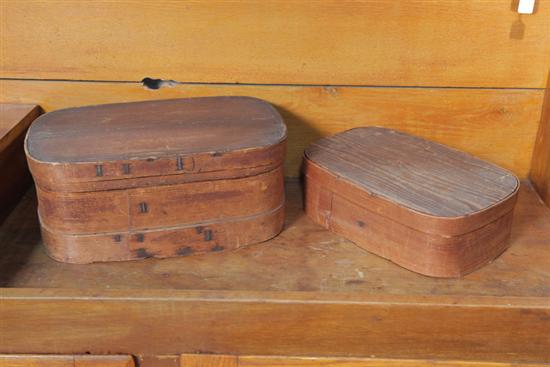 TWO BENTWOOD BOXES. Oval boxes with