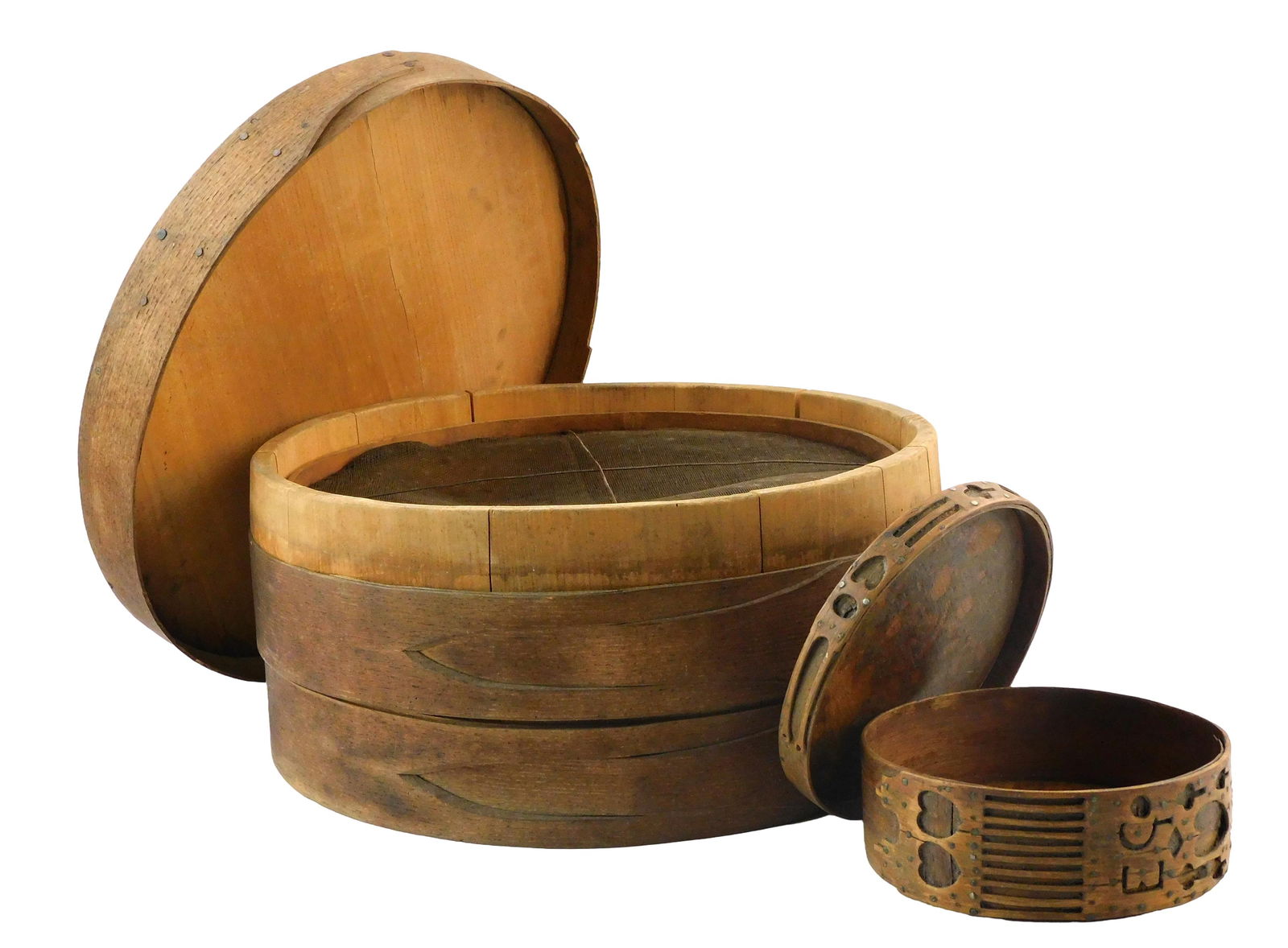 TWO BENTWOOD PANTRY BOXES,