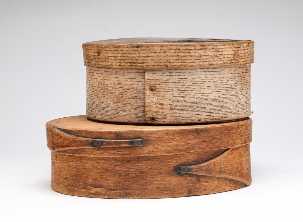 TWO BENTWOOD PANTRY BOXES.
