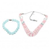 TWO BERYL BEAD NECKLACES The f