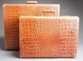 TWO BESPOKE FAUX REPTILE LEATH