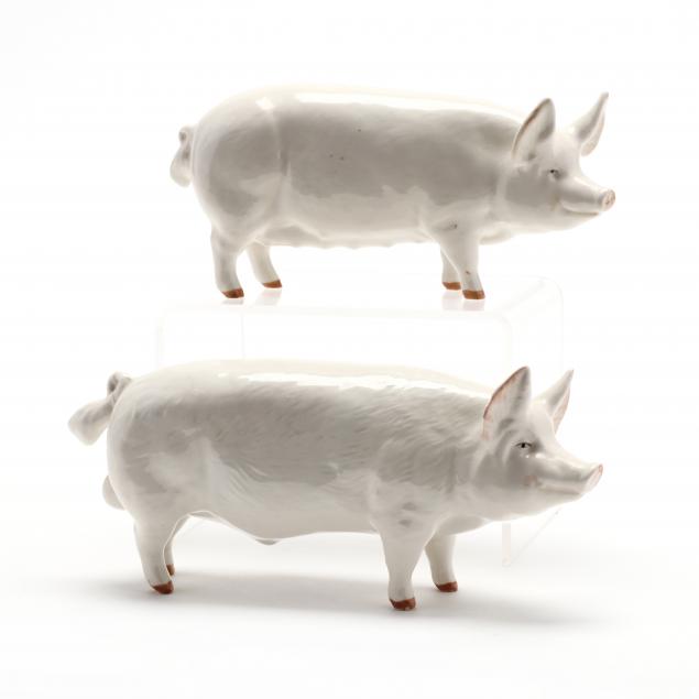 TWO BESWICK PORCELAIN PIGS England,