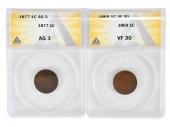 TWO BETTER DATE GRADED INDIAN