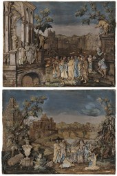 Two Biblical Silk-Relief Works