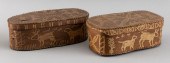 TWO BIRCH BARK BOXES 20TH CENT