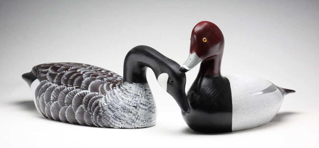TWO BIRD CARVINGS BY DAVE FRIER.