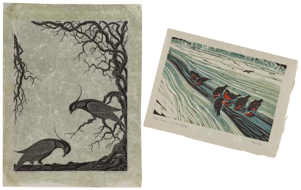TWO BIRD PRINTS BY FEMALE