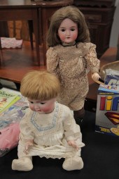 TWO BISQUE HEAD DOLLS. Germany
