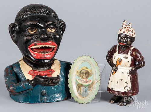TWO BLACK AMERICANA CAST IRON
