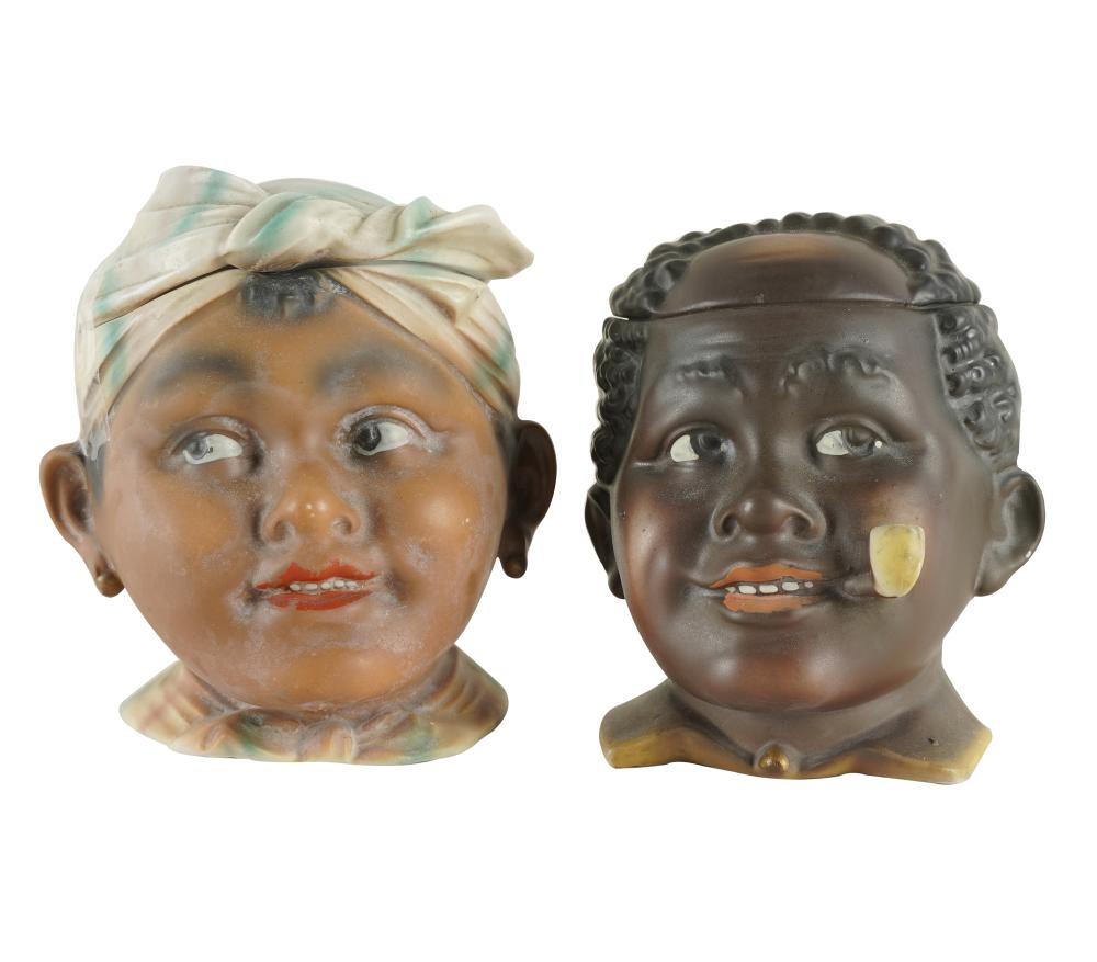 TWO BLACK AMERICANA CERAMIC TOBACCO