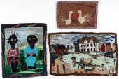 TWO BLACK AMERICANA HOOKED RUG