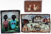 TWO BLACK AMERICANA HOOKED RUG