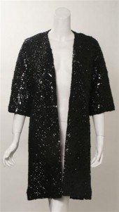 Two black beaded evening coats