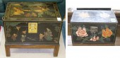 TWO BLACK CHINOISERIE STORAGE