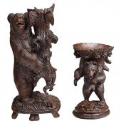 TWO BLACK FOREST CARVED WALNUT