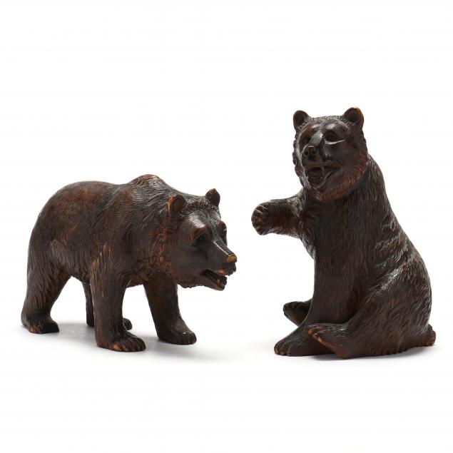 TWO BLACK FOREST CARVED WOOD