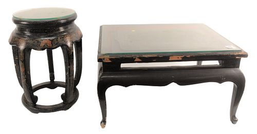 TWO BLACK LACQUERED STANDS,