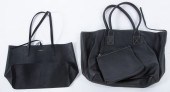 TWO BLACK LEATHER HANDBAGS inc