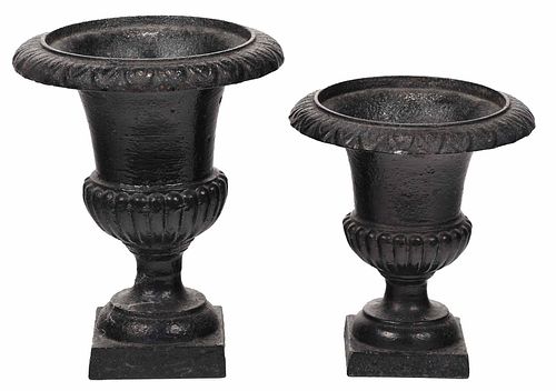 TWO BLACK PAINTED METAL GARDEN