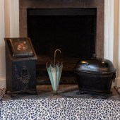 TWO BLACK PAINTED TOLE COAL SC