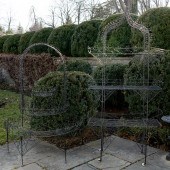 TWO BLACK PAINTED WIRE WORK PL