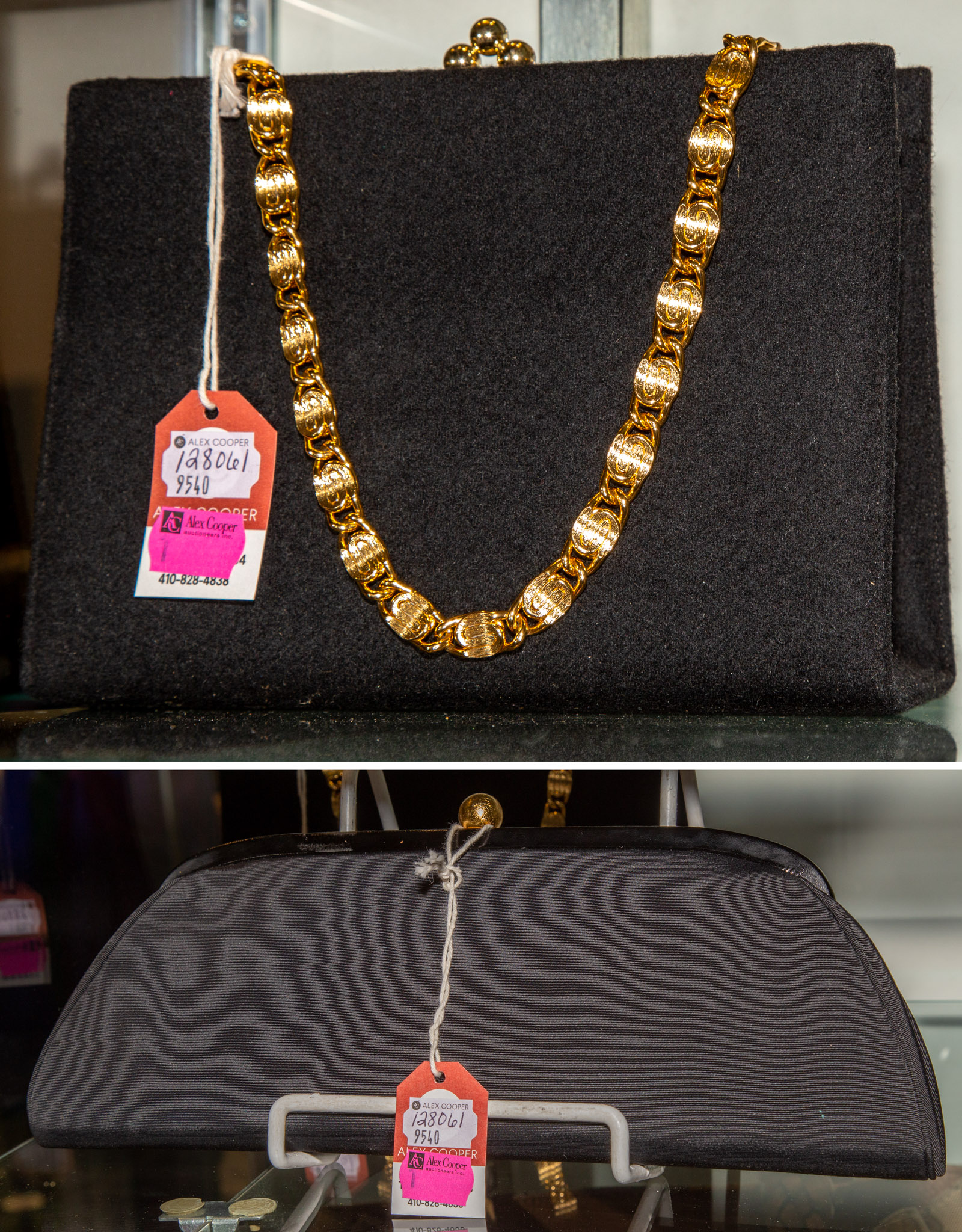 TWO BLACK VINTAGE HANDBAGS