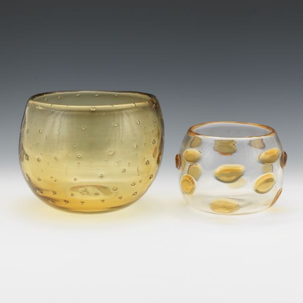 TWO BLENKO VINTAGE AMBER GLASS