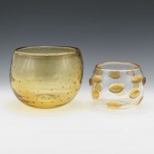 TWO BLENKO VINTAGE AMBER GLASS