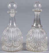 TWO BLOWN COLORLESS GLASS DECA