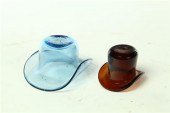 TWO BLOWN GLASS HAT WHIMSEYS.